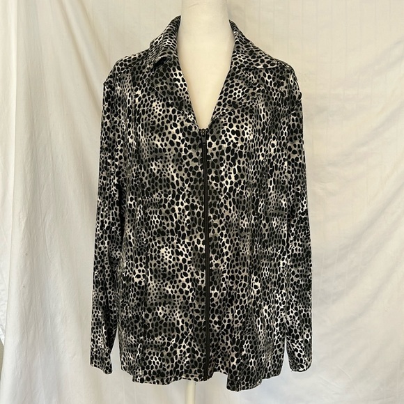 Kim Rogers Full Zip Jacket Animal Print Sz 1X - Picture 1 of 10